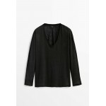 Kobiety T SHIRT TOP | Massimo Dutti AUS REINEM - Bluzka z długim rękawem - black/czarny - KX98449