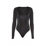 Kobiety T SHIRT TOP | Missguided ASSET SCULPTED SLINKY SQUARE NECK - Bluzka z długim rękawem - black/czarny - AA24342