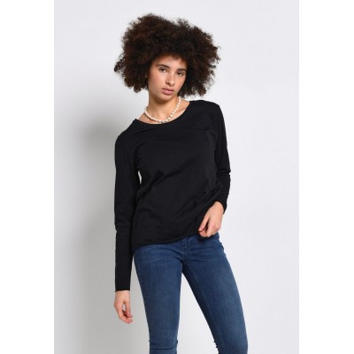 Kobiety T_SHIRT_TOP | My Essential Wardrobe LONG SLEEVE SLUB YARN - Bluzka z długim rękawem - black/czarny - BC80432