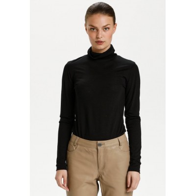 Kobiety T_SHIRT_TOP | My Essential Wardrobe THE ROLLNECK - Bluzka z długim rękawem - black/czarny - CJ10476
