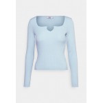 Kobiety T SHIRT TOP | NA-KD Bluzka z długim rękawem - dusty blue/niebieski - YI32592