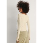 Kobiety T SHIRT TOP | NA-KD RECYCELTES - Bluzka z długim rękawem - offwhite/biały - AG50513