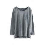 Kobiety T SHIRT TOP | Next WASHED LONG SLEEVE POCKET - Bluzka z długim rękawem - grey/szary - BS60206