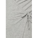 Kobiety T SHIRT TOP | ONLY MATERNITY OLMNELLA WRAP - Bluzka z długim rękawem - light grey melange/szary - TI21569