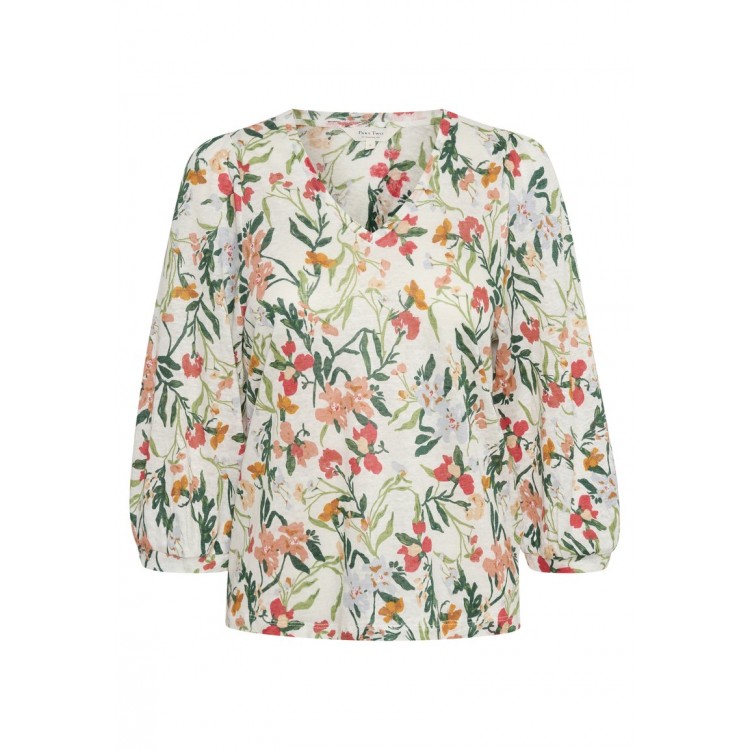 Kobiety T SHIRT TOP | Part Two NIKOLAPW - Bluzka z długim rękawem - blooming dahlia painted flower/biały - FX30686