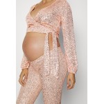 Kobiety T SHIRT TOP | Pieces Maternity PCDELPHIA CROPPED WRAP - Bluzka z długim rękawem - rose dust/różowy - XI11428