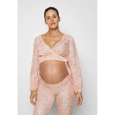Kobiety T_SHIRT_TOP | Pieces Maternity PCDELPHIA CROPPED WRAP - Bluzka z długim rękawem - rose dust/różowy - XI11428