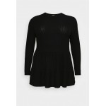 Kobiety T SHIRT TOP | Simply Be CUT AND SEW TIERED SMOCK - Bluzka z długim rękawem - black/czarny - CQ64666