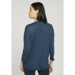 Kobiety T SHIRT TOP | TOM TAILOR GEMUSTERTES - Bluzka z długim rękawem - blue apricot/granatowy - KE63251