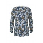 Kobiety T SHIRT TOP | TOM TAILOR GEMUSTERTES MIT BUND - Bluzka z długim rękawem - blue sepia floral design/niebieski - IH49003