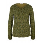 Kobiety T SHIRT TOP | TOM TAILOR LANGARM - Bluzka z długim rękawem - green shades floral design/oliwkowy - GG87115