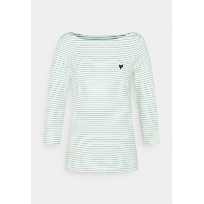 Kobiety T_SHIRT_TOP | TOM TAILOR STRIPE BOAT NECK - Bluzka z długim rękawem - white/green/zielony - IH35401