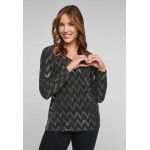 Kobiety T SHIRT TOP | Triangle Bluzka z długim rękawem - black zig zag/czarny - BV36626