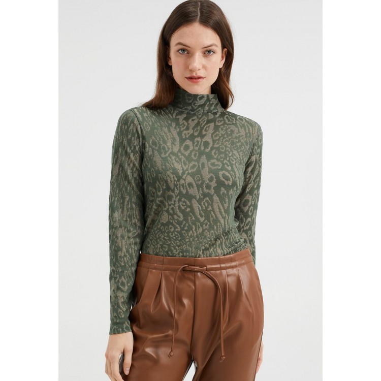 Kobiety T SHIRT TOP | WE Fashion MET LUIPAARDDESSIN - Bluzka z długim rękawem - green/ciemnozielony - LS96686